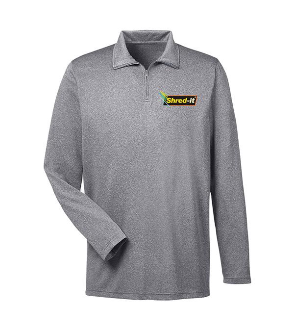 Ultraclub® Men's Cool & Dry Heathered Performance Quarter-Zip - Embroidered