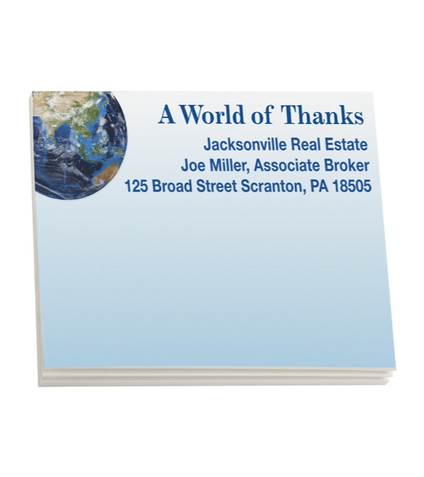 Sticky Note Pads - A World of Thanks 4&quot; x 3&quot; (25 sheets)