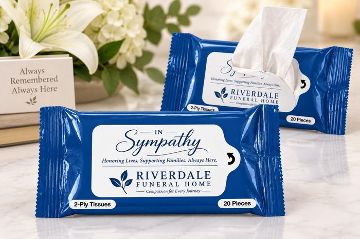 In Sympathy Tissue Packets with Your Custom Imprint