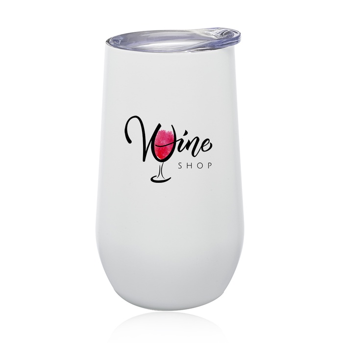 9 oz. Stemless Flute Wine Glasses with Lids