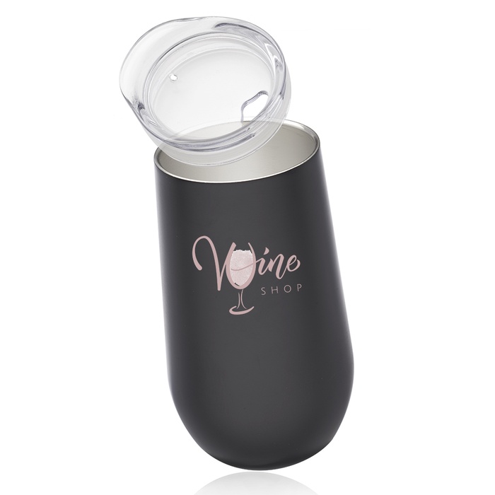 9 oz. Stemless Flute Wine Glasses with Lids