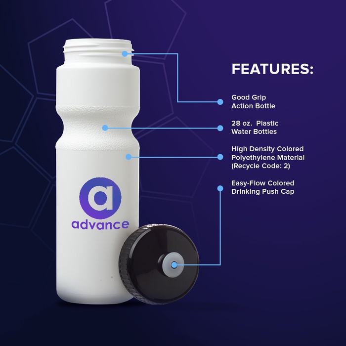 28 oz. Push Cap Plastic Water Bottles