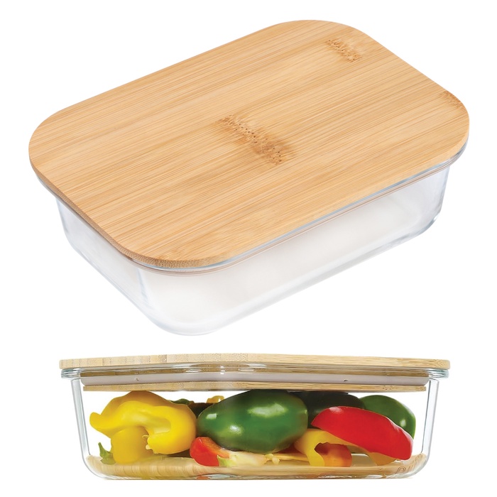 Glass Food Container w/Bamboo Lid
