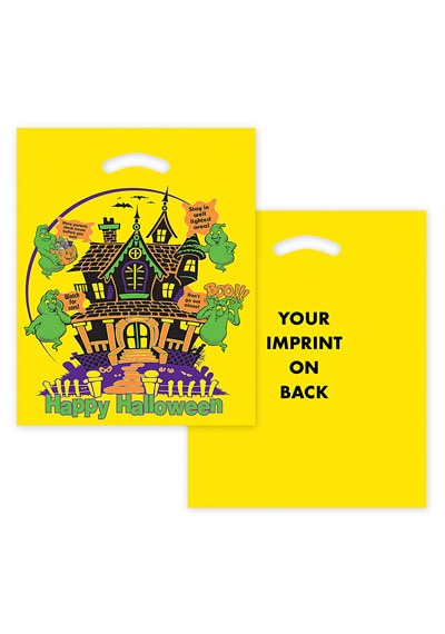 Haunted House Plastic 12" x 15" Halloween Bags