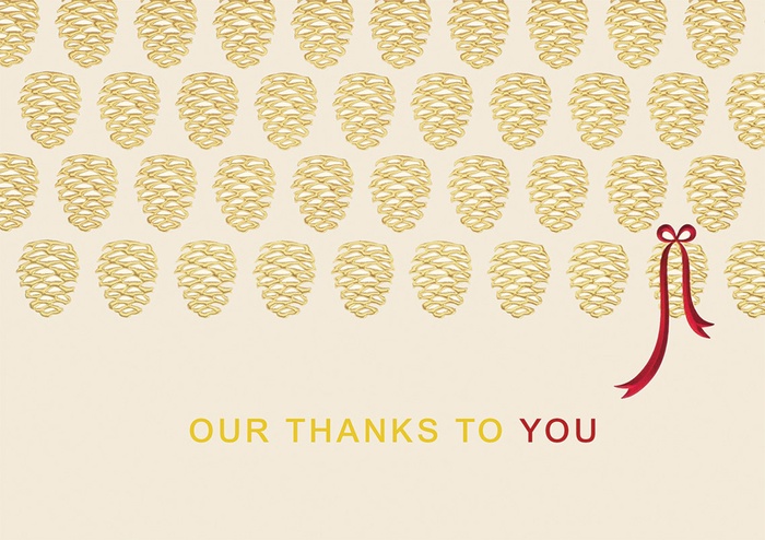 Golden Thanks Holiday Cards