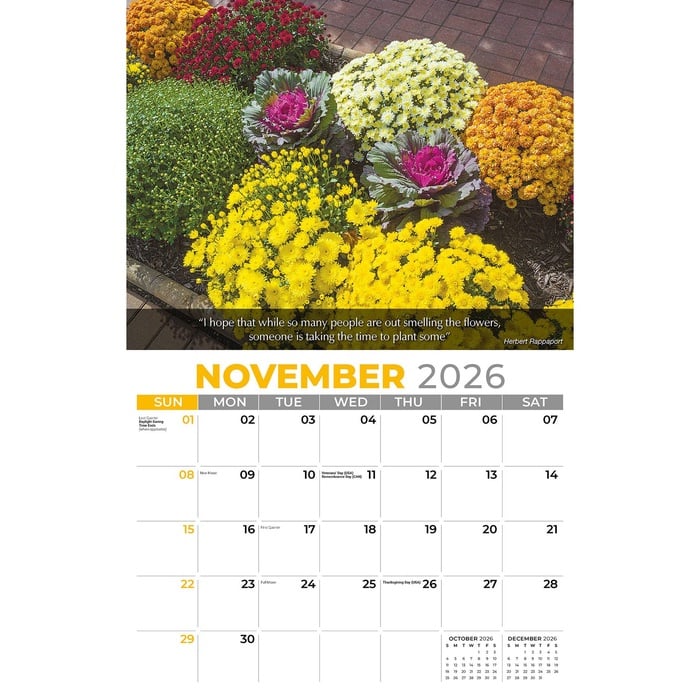 Galleria Wall Calendar 2026 Flowers & Gardens