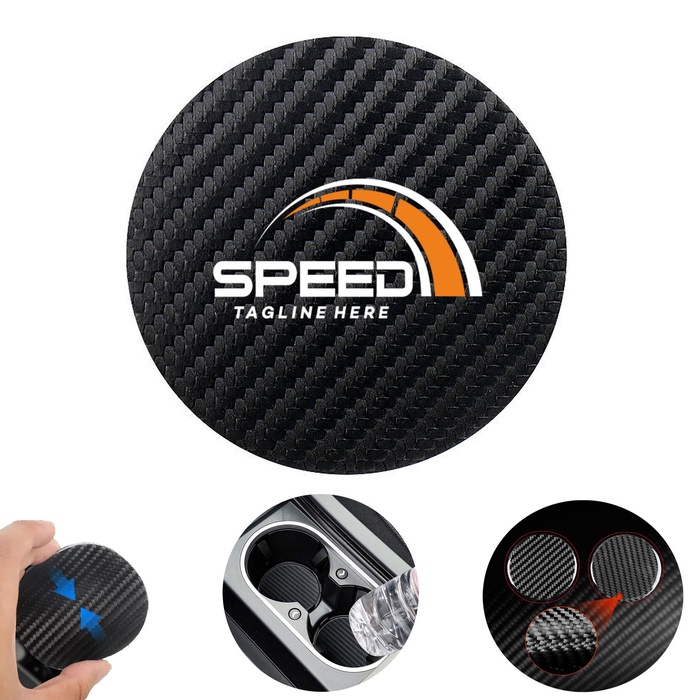 New Look Carbon Fiber Pattern PU Leather Cup Car Coaster Pad