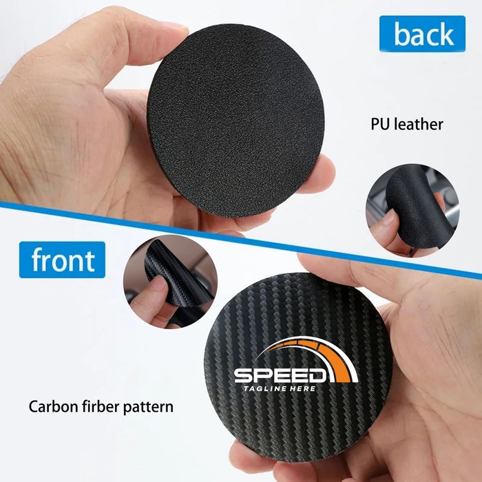New Look Carbon Fiber Pattern PU Leather Cup Car Coaster Pad