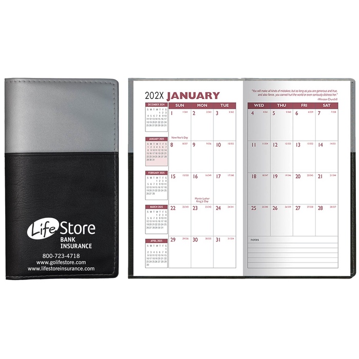 Two-Tone Soft Cover Monthly Pocket Planner - 2027