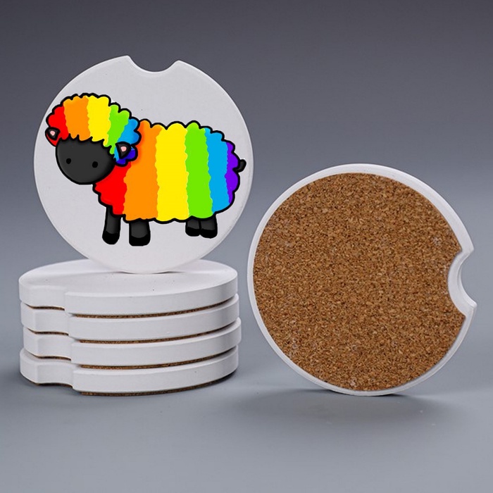 Absorbent Stone Car Coaster with Cork Base