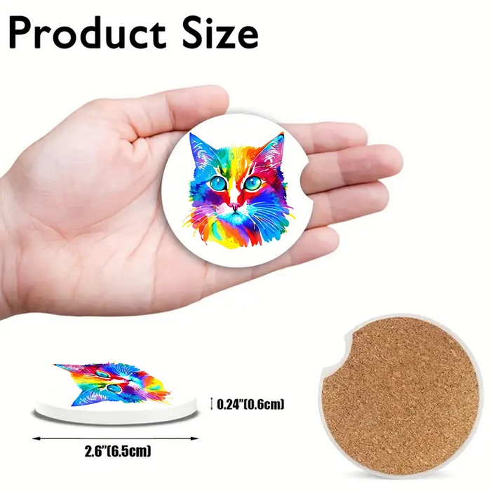 Absorbent Stone Car Coaster with Cork Base