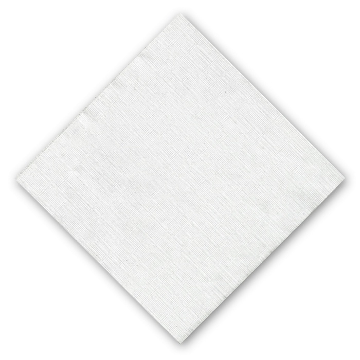 1-Ply White Beverage Napkin - Linen Embossed