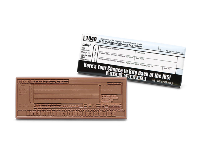 IRS 1040 Tax Form Milk Chocolate Wrapper Bar