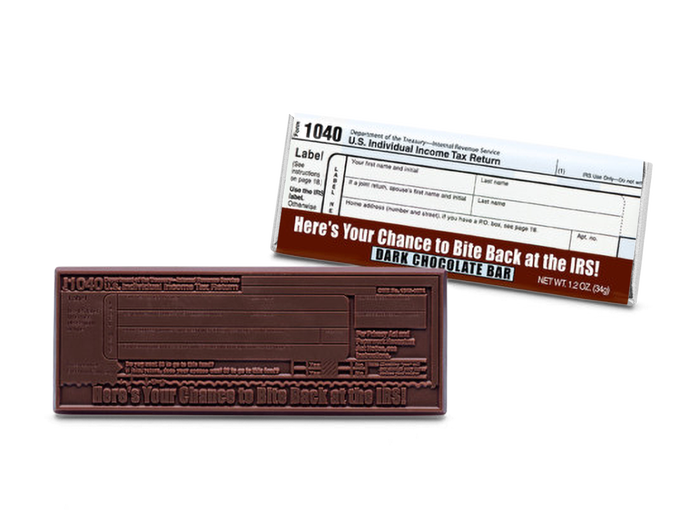 IRS 1040 Tax Form Dark Chocolate Wrapper Bar
