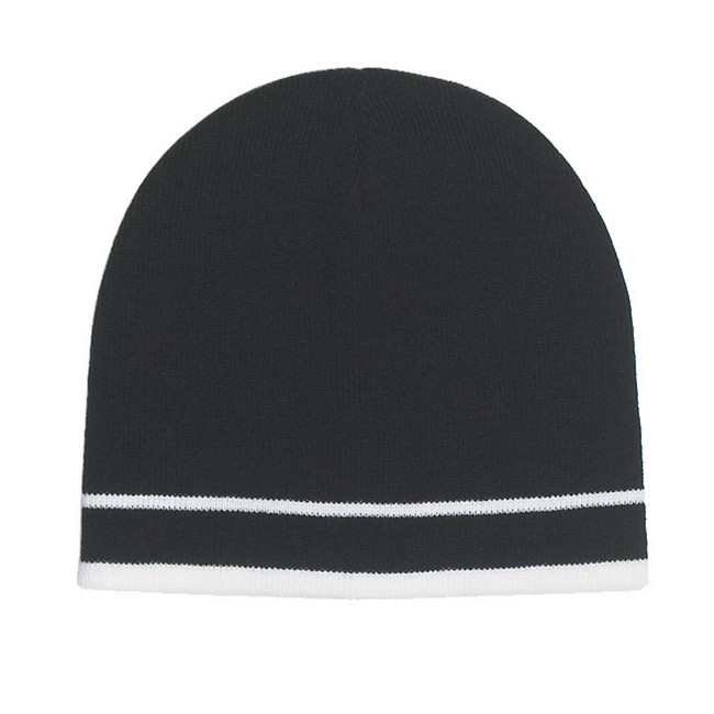 Customized Knit Beanie with Double Stripes