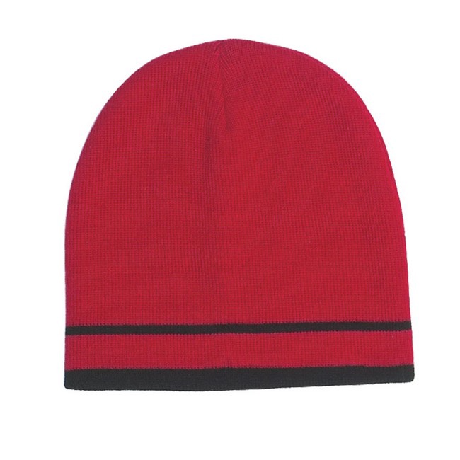 Customized Knit Beanie with Double Stripes