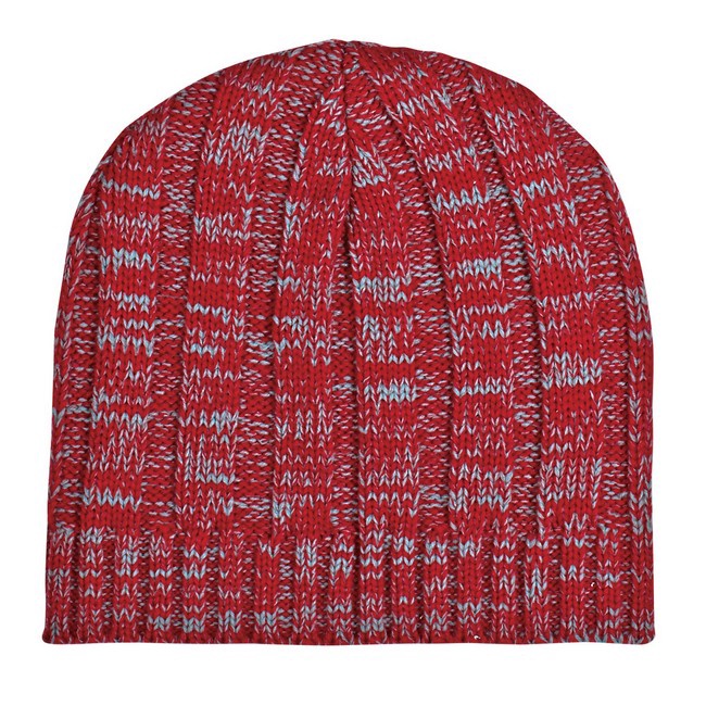 Knit Heathered Beanie Cap with Logo Imprint