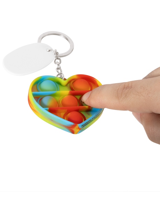 Push Pop Bubble Heart Fidget Sensory Keychain