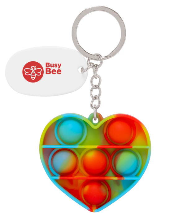 Push Pop Bubble Heart Fidget Sensory Keychain