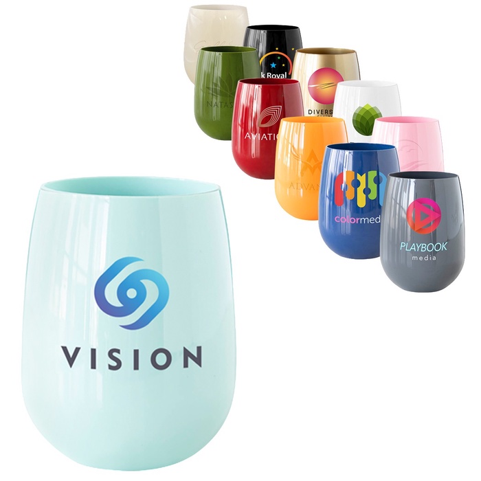 12 oz. Colored Stemless Wine Glass