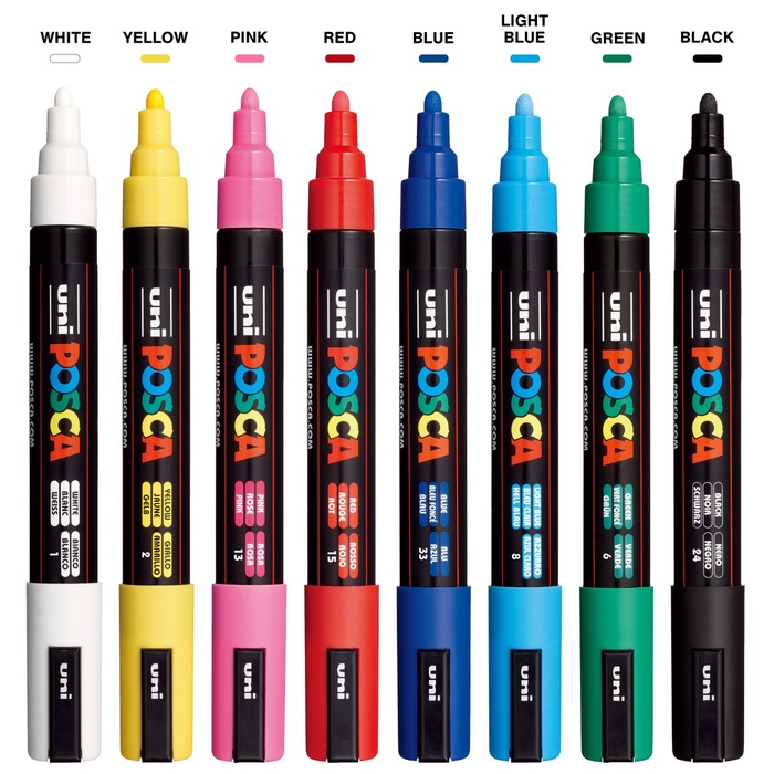 POSCA 8 Piece Basic Marker Set with Bag - Medium