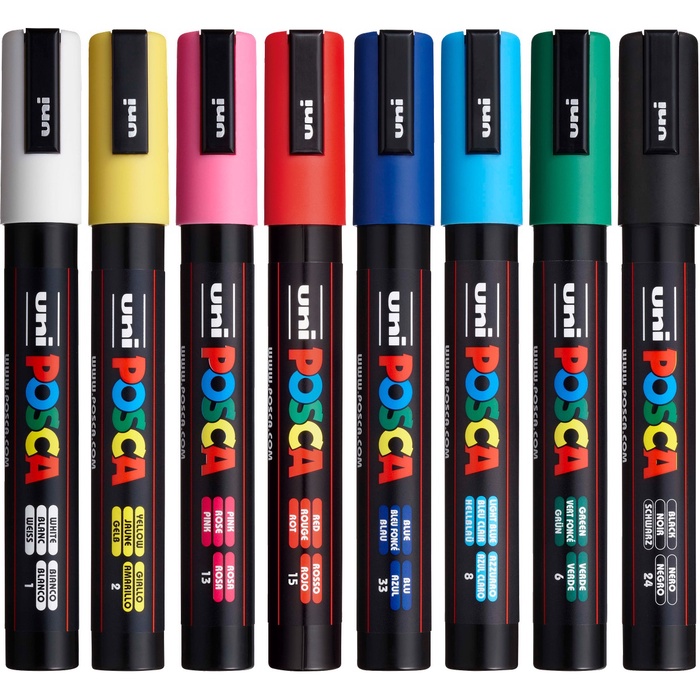 POSCA 8 Piece Basic Marker Set with Bag - Medium