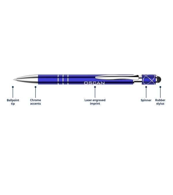 Carousel Spin Top Pen with Stylus