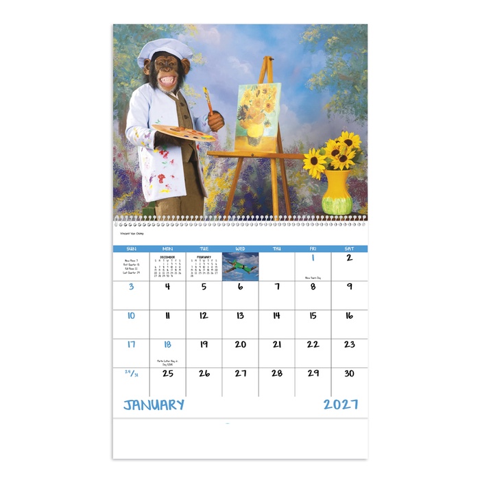 Monkey Business Wall Calendar - Spiral - 2027