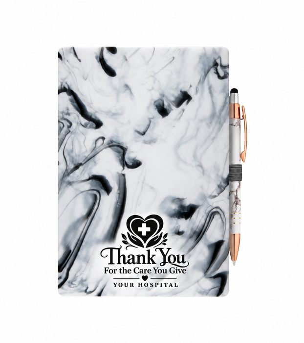A Thoughtful Hospital Staff Appreciation Gift-Gloss Marble Notebook with Pen