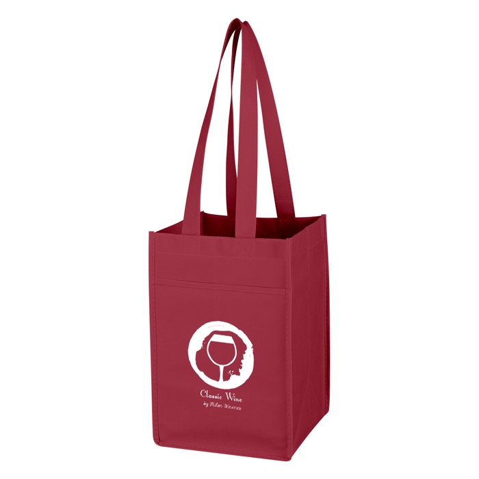 Non-Woven 4 Bottle Personalized Wine Tote Bag