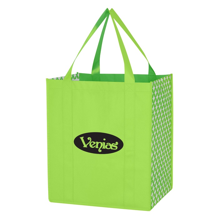 Non-Woven Curved Diamond Custom Tote Bags