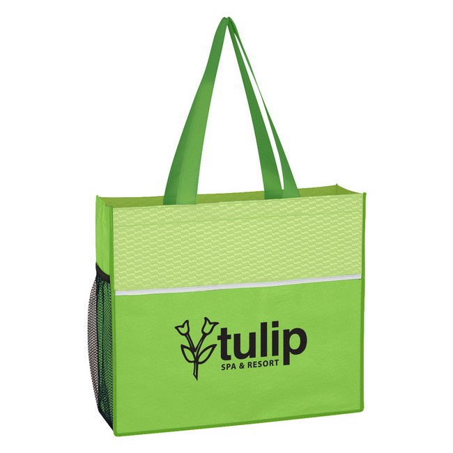 Non-Woven Wave Design Custom Tote Bags