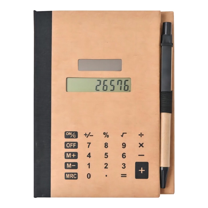 Recycled Cardboard Notebook w/ Calculator and Sticky Tabs