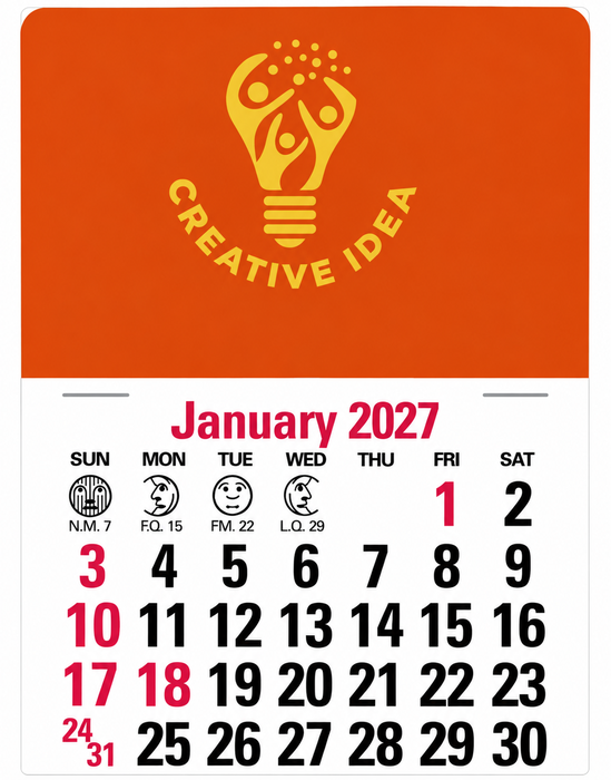 2-Color Stick Up Grid, English (14-Month) Rectangle Shape - 2027