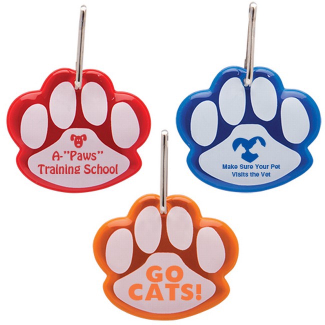 Paw Shaped Reflective Logo Collar Tags