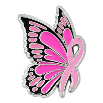 Pink Ribbon Butterfly Lapel Pin