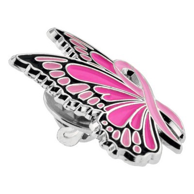 Pink Ribbon Butterfly Lapel Pin