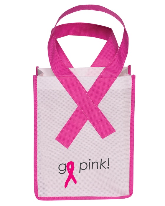 Pink Ribbon Handle Awareness Tote Bag