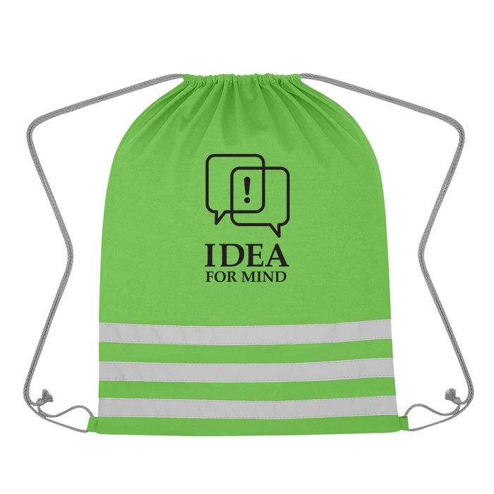 Reflective Safety Drawstring Bag with Custom Imprint