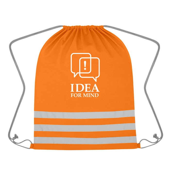 Reflective Safety Drawstring Bag with Custom Imprint