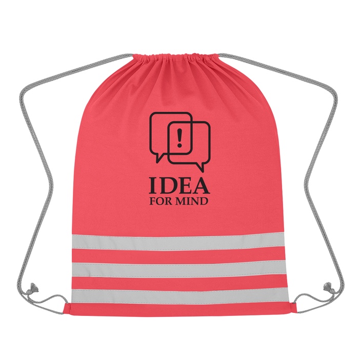 Reflective Safety Drawstring Bag with Custom Imprint