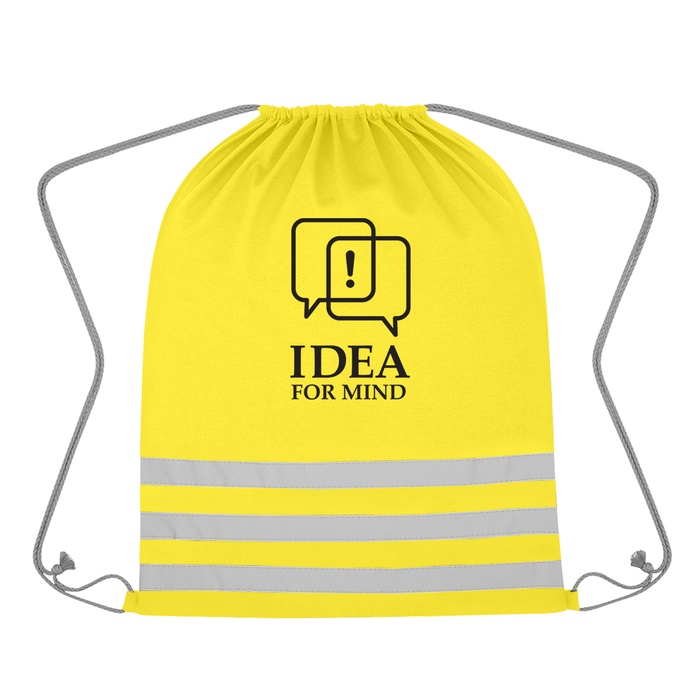 Reflective Safety Drawstring Bag with Custom Imprint