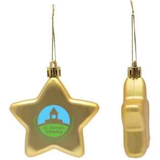 Shatter Resistant Star Ornament with Logo Imprint