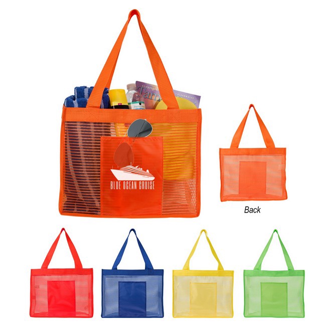 Sheer Striped Promotional Tote Bags