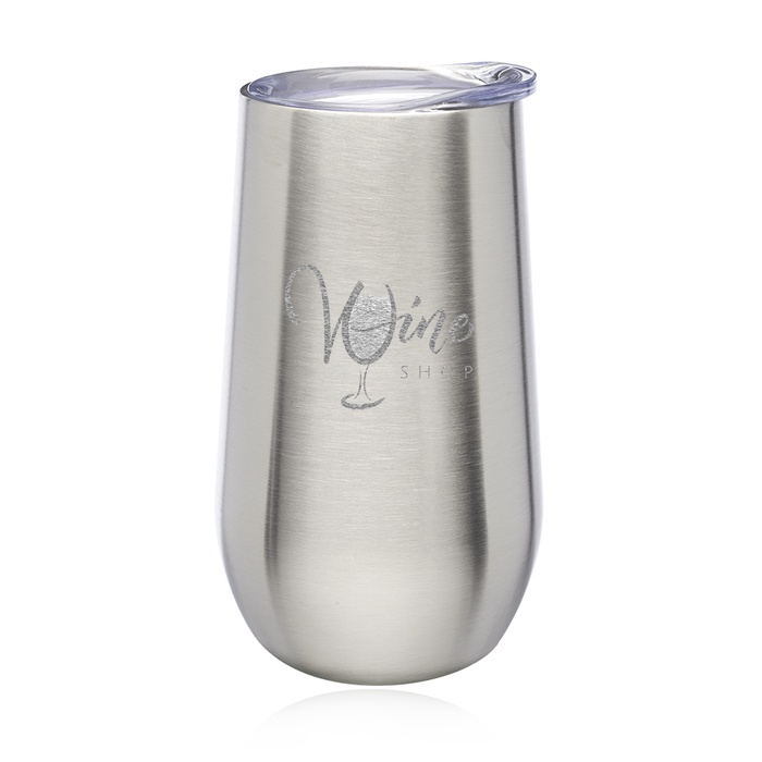 9 oz. Stemless Flute Wine Glasses with Lids