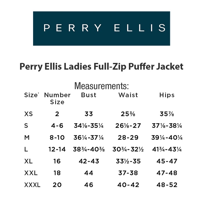 Perry Ellis Ladies Full-Zip Puffer Jacket