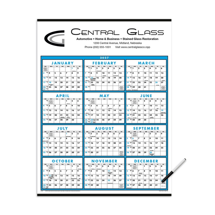 Span-A-Year Calendar (Laminated with Marker) - 2027