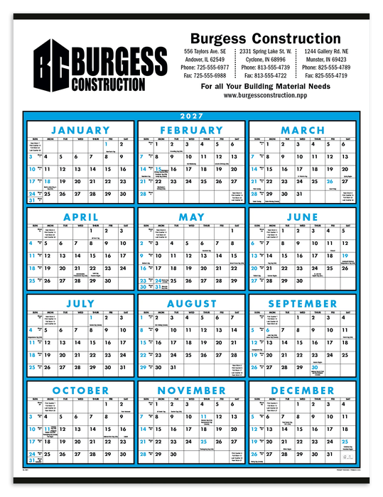 Span-A-Year Calendar Non-Laminated - 2027