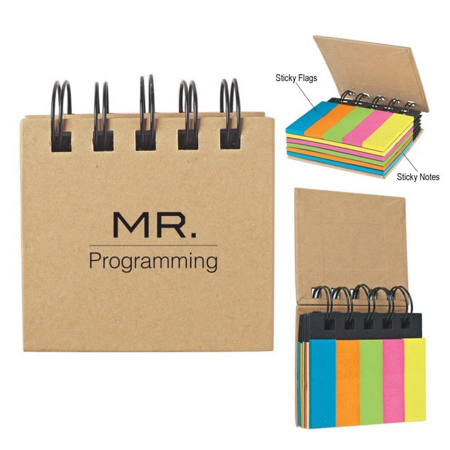 Imprinted Spiral Book with Sticky Notes & Flags