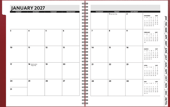 Leatherette Analyst Tabbed Monthly Planner